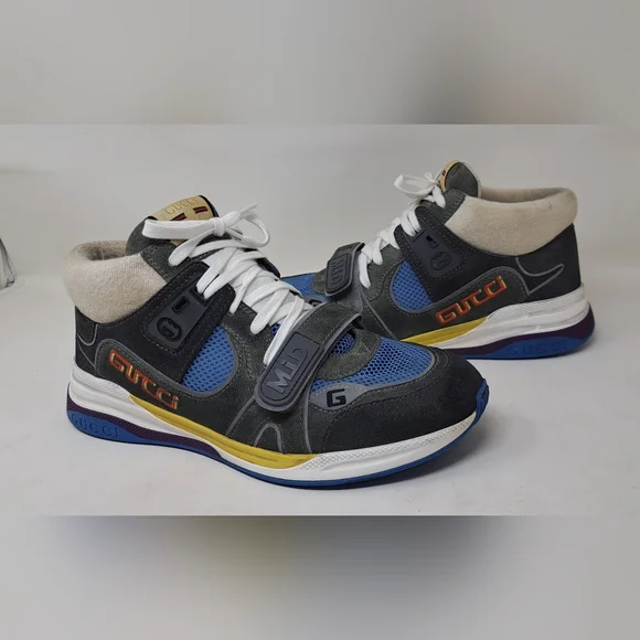 Gucci Men's Ultraspace Mid Top Sneakers Shoes Lace Up Velcro Strap Size 9 US - Picture 2 of 16